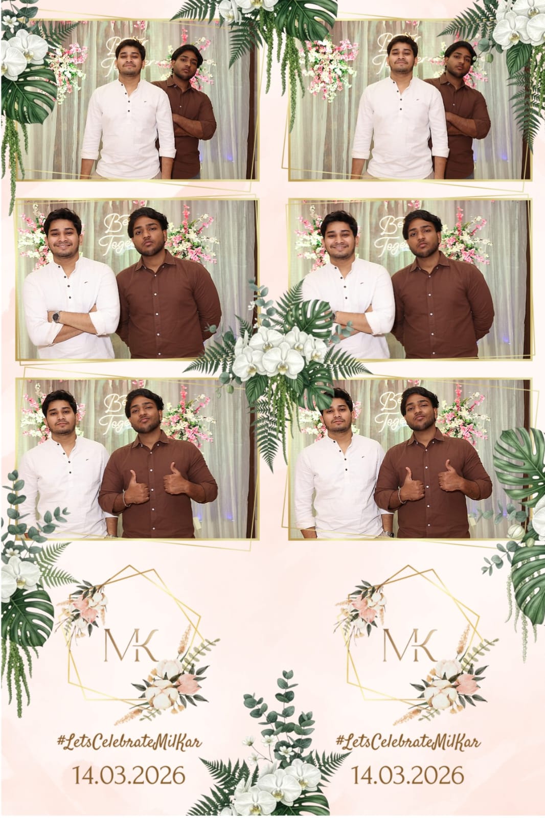 Wedding photo booth grid print with floral frame